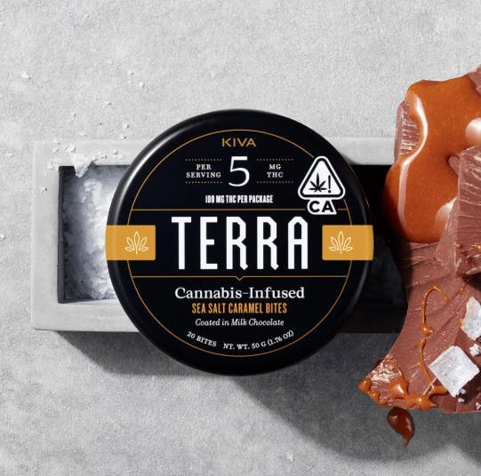 Kiva - 100mg Chocolate Salted Caramel Terra Bites - Kiva 5mg each - Terra Bites