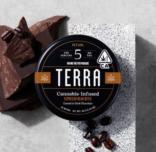 Kiva - 100mg Chocolate Espresso Bean Terra Bites - Kiva 5mg each - Terra Bites