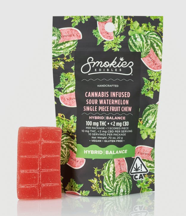 Smokiez - Scored Bar | 100mg | Single Gummy | Sour Watermelon - Gummies
