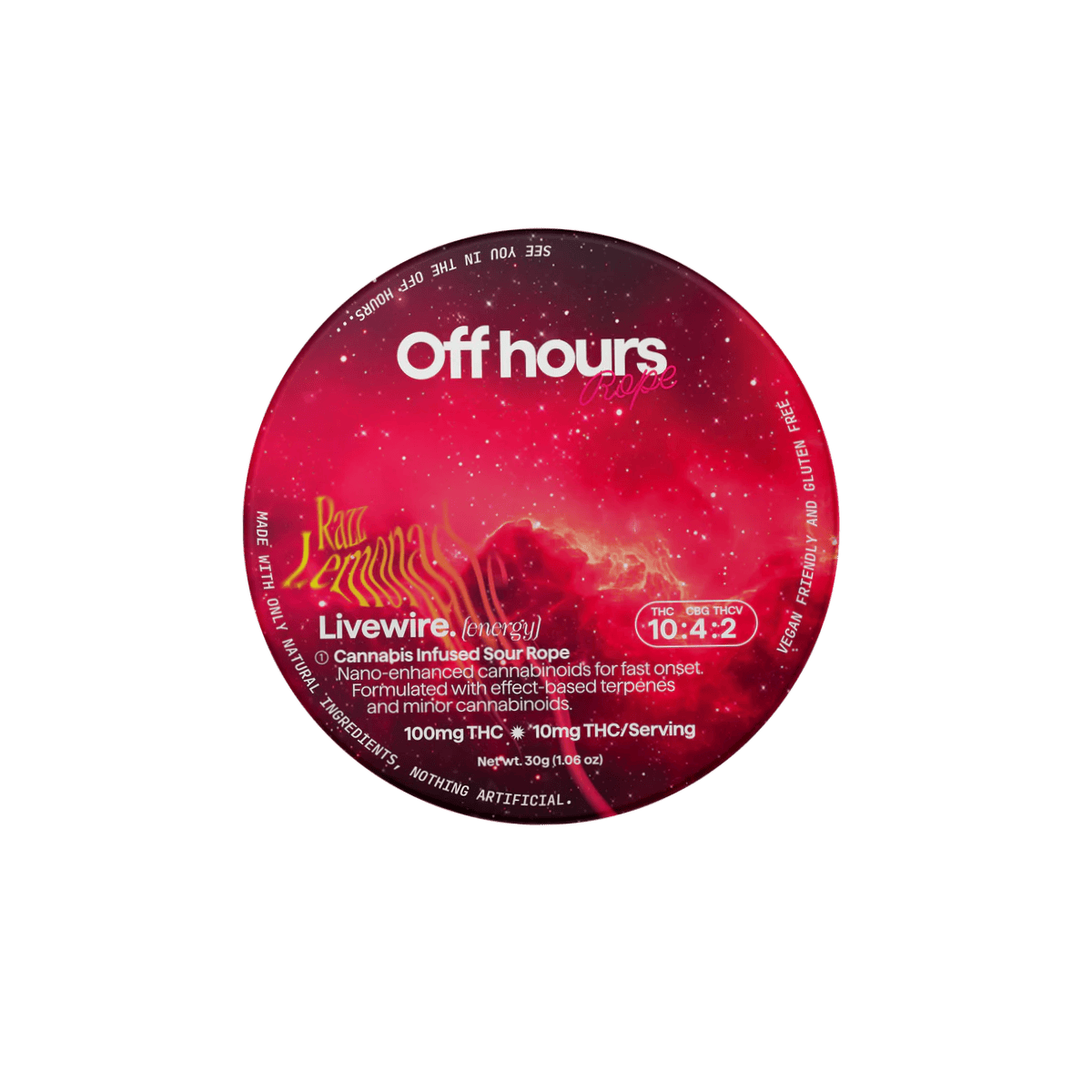Off Hours - Razz Lemonade Livewire Energy - Rope Gummie - 100mg