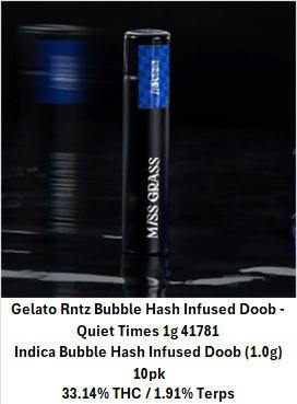 Gelato Rntz | Bubble Hash Infused Single Pre-roll | 1g | 41606 at High Profile of Canton Dispensary