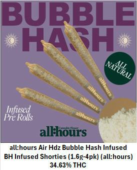 Air HDZ | 4pk Bubble Hash Infused Pre-roll | 0.4g each | 41647 cannabis product