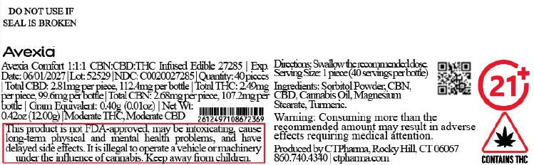 Comfort | CBN:CBD:THC Tablets | 100mg (40pk) | 27285 at High Profile of Canton Dispensary