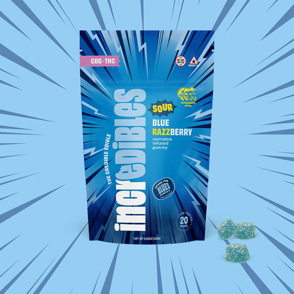 Sour Blue Razzberry | THC:CBG Gummies | 100mg (10pk) | 01470 cannabis product
