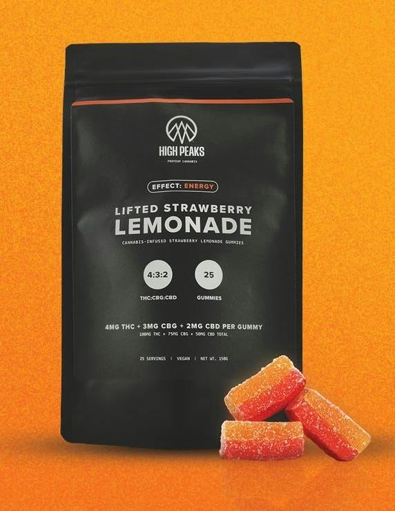 High Peaks Lifted Strawberry Lemonade Gummies 4:3:2 - (THC:CBG:CBD) 25pk