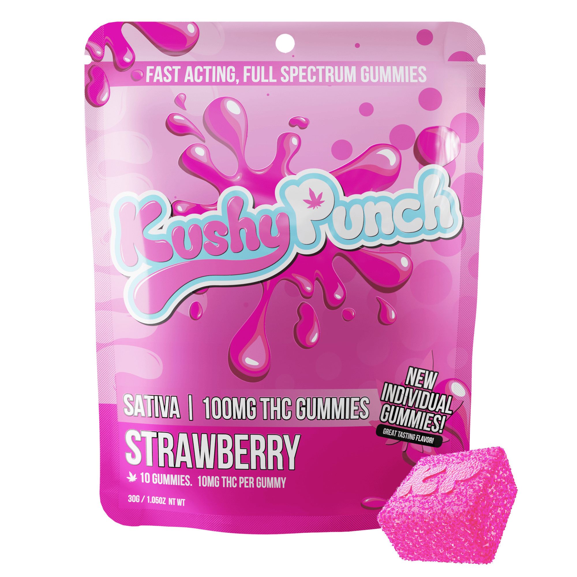 Kushy Punch Strawberry Sativa Gummies 100mg