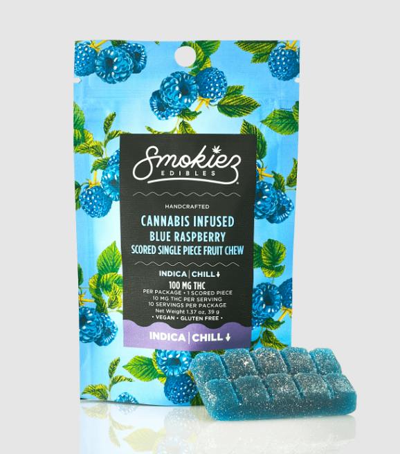 Smokiez Blue Raspberry Indica Gummies 100mg