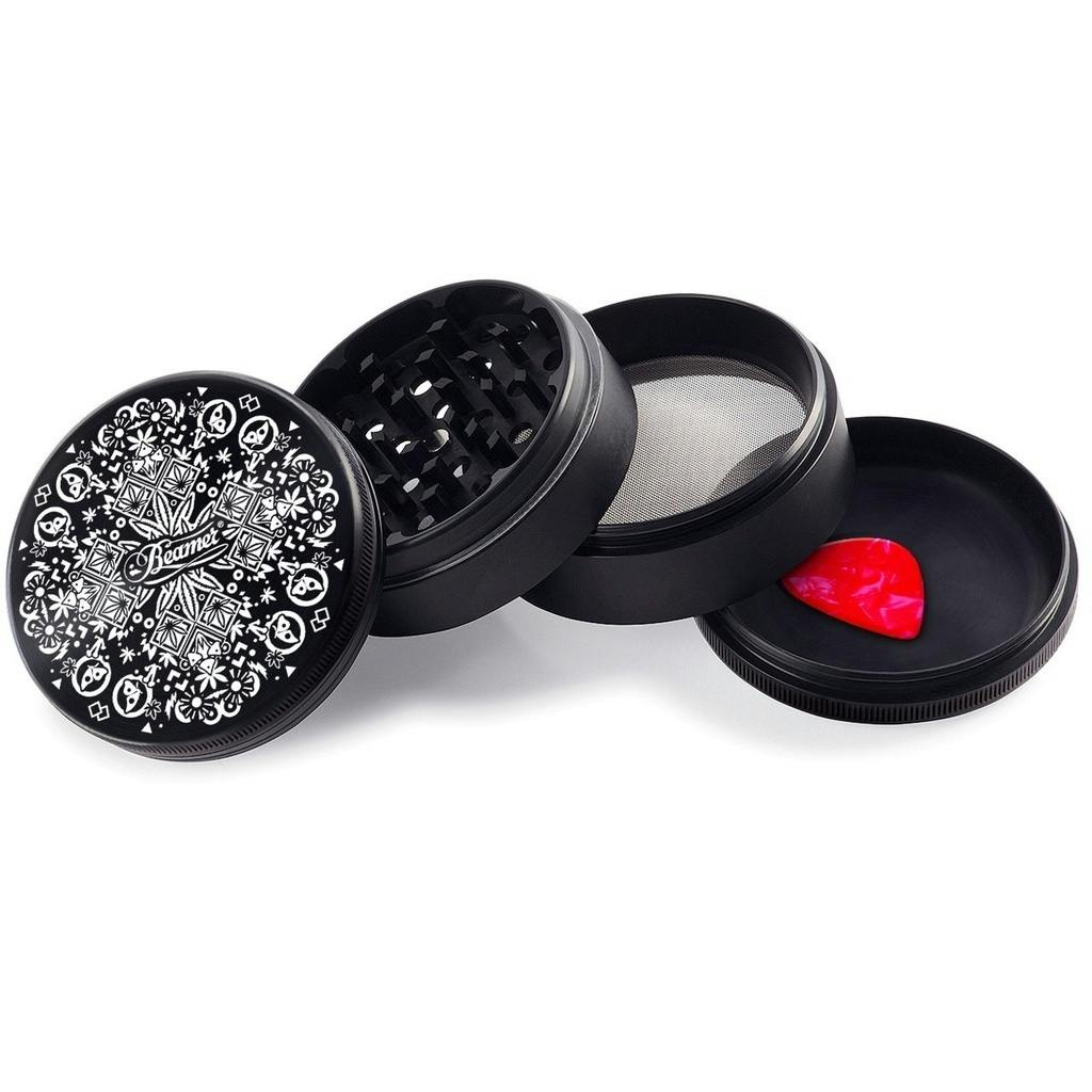 Beamer - Grinder - Trippy Jewelz Design - 4pcs 2.5" w/ Guitar Pick
