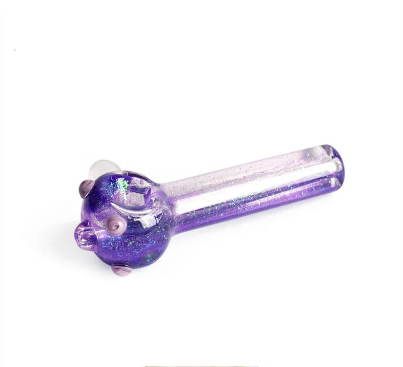 Red Eye Glass Purple Sparkle Liquid Hand Pipe