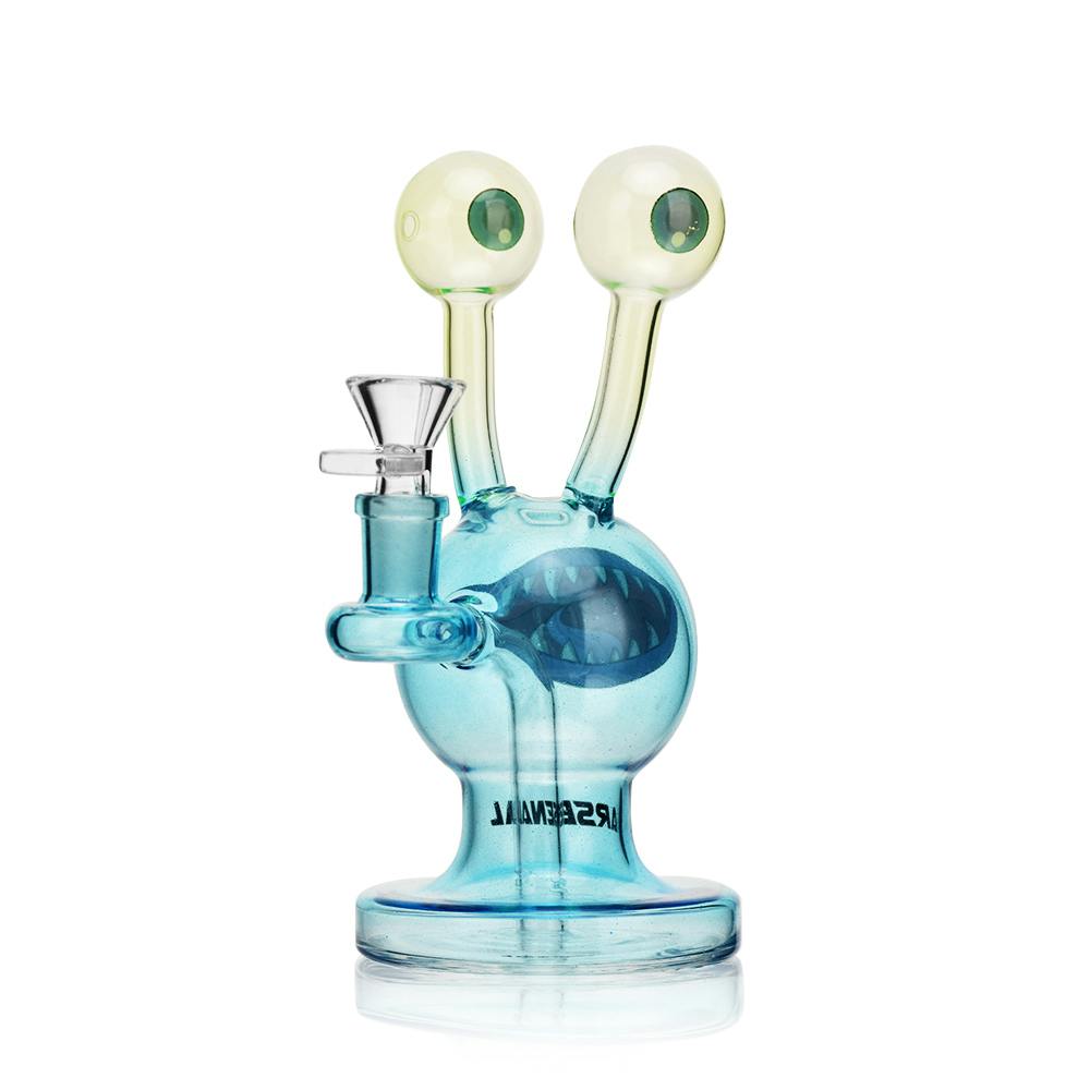 Alien Grin Glass Bong - 7.5" - Blue