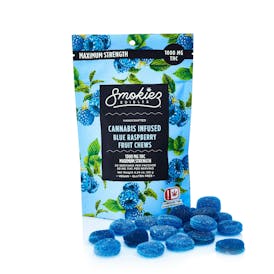Blue Raspberry Indica Fruit Chews - 1000mg THC - Smokiez
