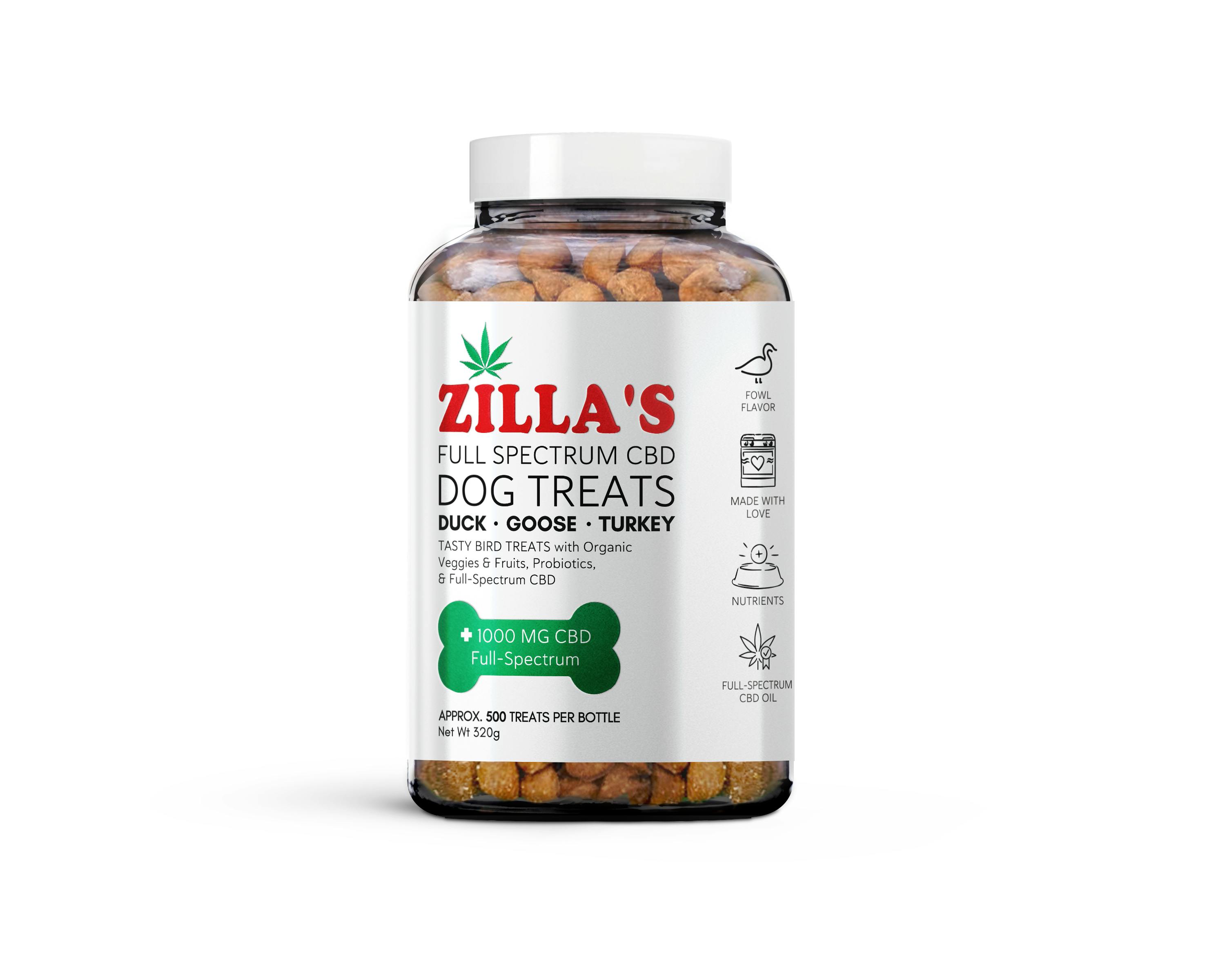 250mg Full Spectrum CBD Dog Treats, Duck, Goose, And Turkey Flavored | Zillas