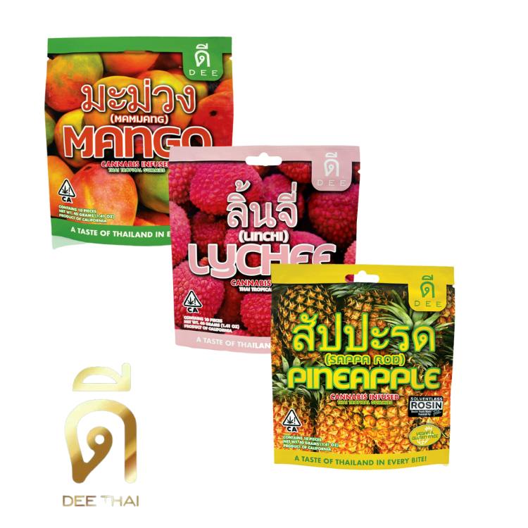 DEE THAI: PAPAYA 1:1 THC/CBD ROSIN INFUSED GUMMY HYBRID 100MG 10 PACK