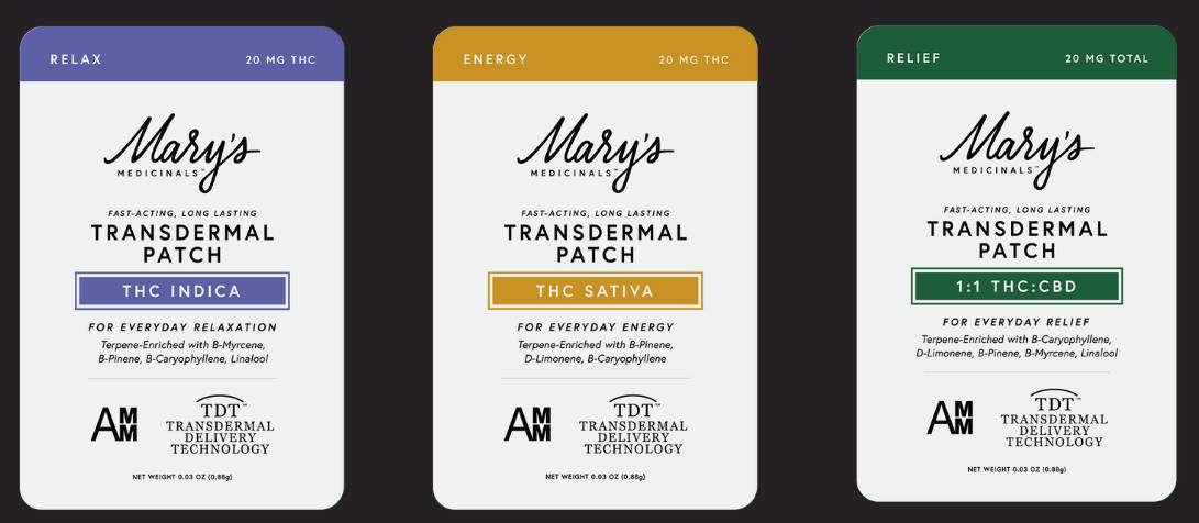 MARY'S MEDICINALS: 3:2:1 FORMULA THC/CBD/CBN TRANSDERMAL PATCH 200MG 10 PACK