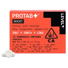 LEVEL: BOOST PROTAB+ THCV SATIVA 250MG 10 PACK