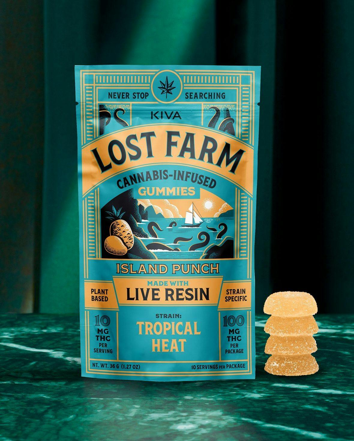 LOST FARMS: ISLAND PUNCH SUPER BUFF LIVE RESIN GUMMY HYBRID 100MG 10 PACK