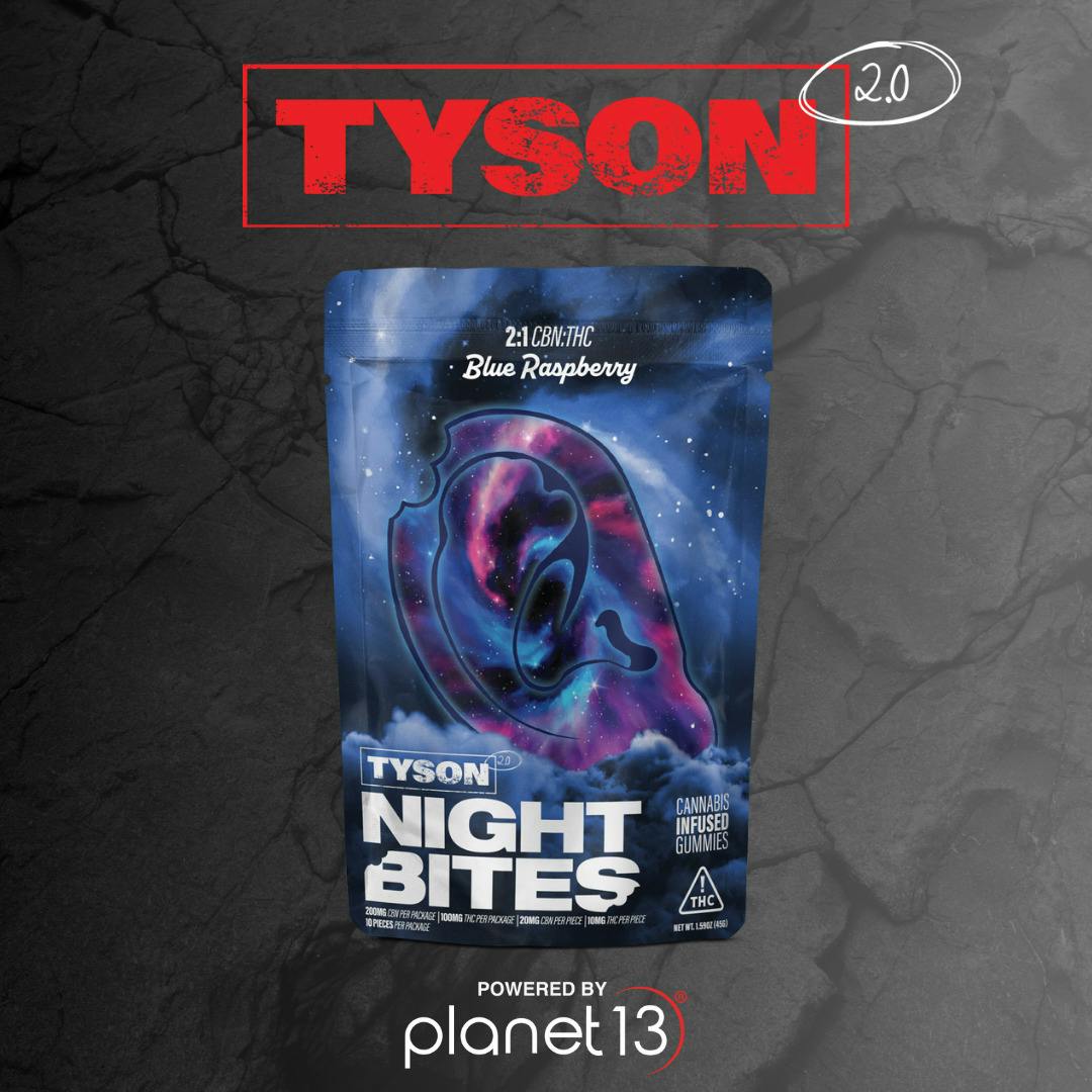 Tyson 2.0 Mike Bites Blue Raspberry 2:1 [200mgCBN:100mgTHC] Gummies