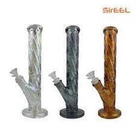 12" SirEEL Twisted Iridized Straight Tube Bong W Flower Bowl