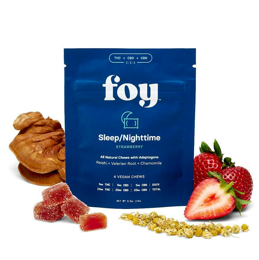 FOY | Nighttime Chews | Strawberry | 5mg THC : 5mg CBD : 5mg CBN | 4pk at Just Breathe Finger Lakes