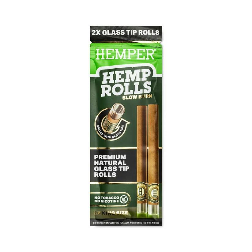 Hemper: Accessories | King Size Hemp Rolls with Glass Tips | 2pk
