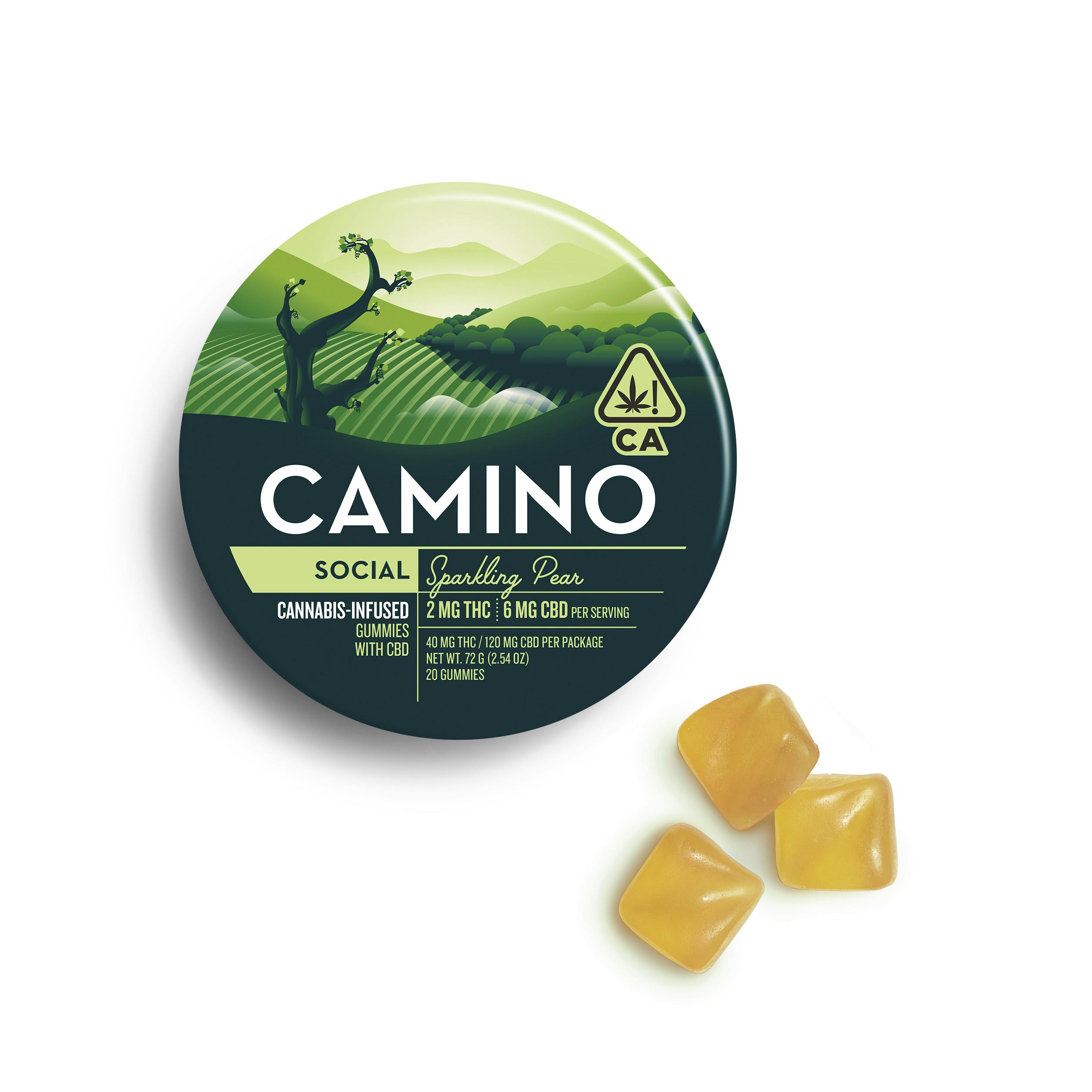 Sparkling Pear Social [H] | 1:3 THC:CBD | 20PK Gummy | Camino