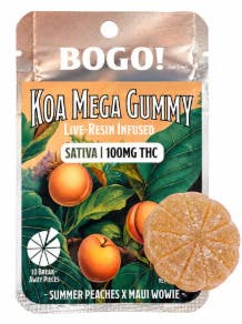 Summer Peaches x Maui Wowie [S] | 100mg Live Resin Single Gummy | Koa