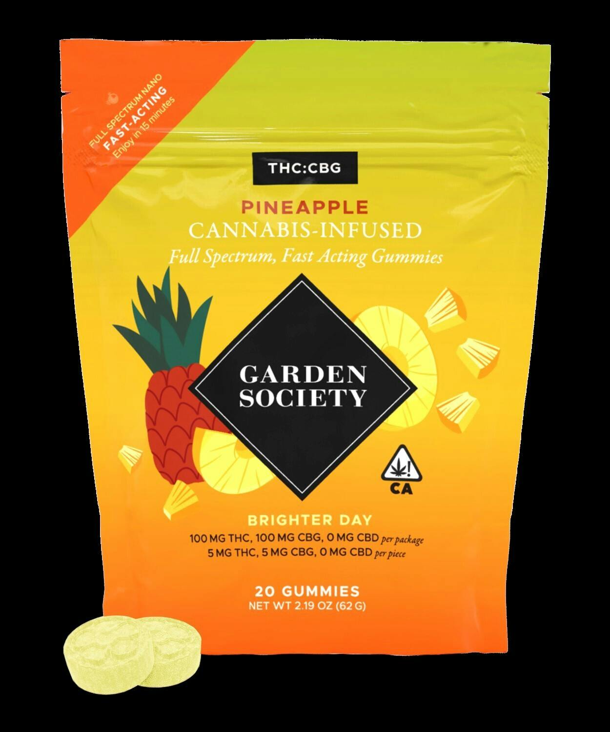 Garden Society Pineapple: Garden Society Pineapple CBG 1:1 Gummies (1:1 CBG:THC)