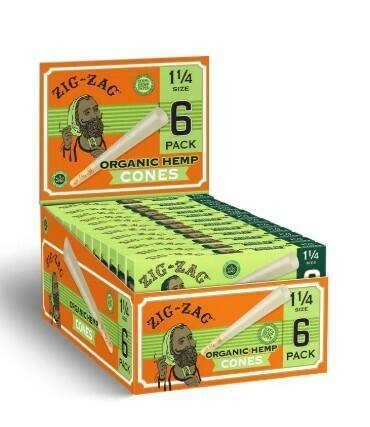 Zig Zag Organic Hemp 1 1/4" Cones 6pk ND