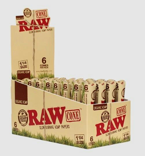 RAW Organic Hemp 1 1/4" Cones 6pk #22023