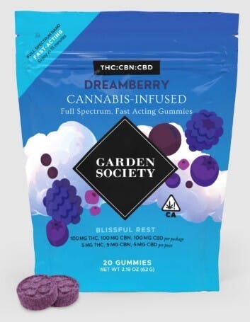 GARDEN SOCIETY Dreamberry: Garden Society Dreamberry CBN CBD 1:1:1 Gummies (1:1:1: CBN:CBD:THC)