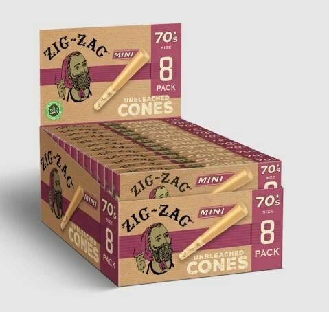 Zig Zag Unbleached Mini 70's Cones 8pk PD
