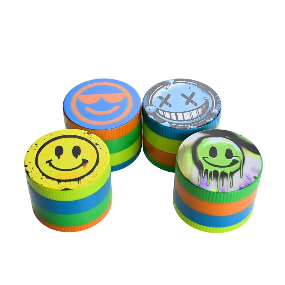 D&K 4pc Smiley Face Design Pocket-Sized Herb Grinder