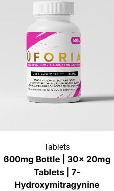 UFORIA - 600mg 7-Hydroxymitragynine Bottle 30ct Bottle Kratom Tablet