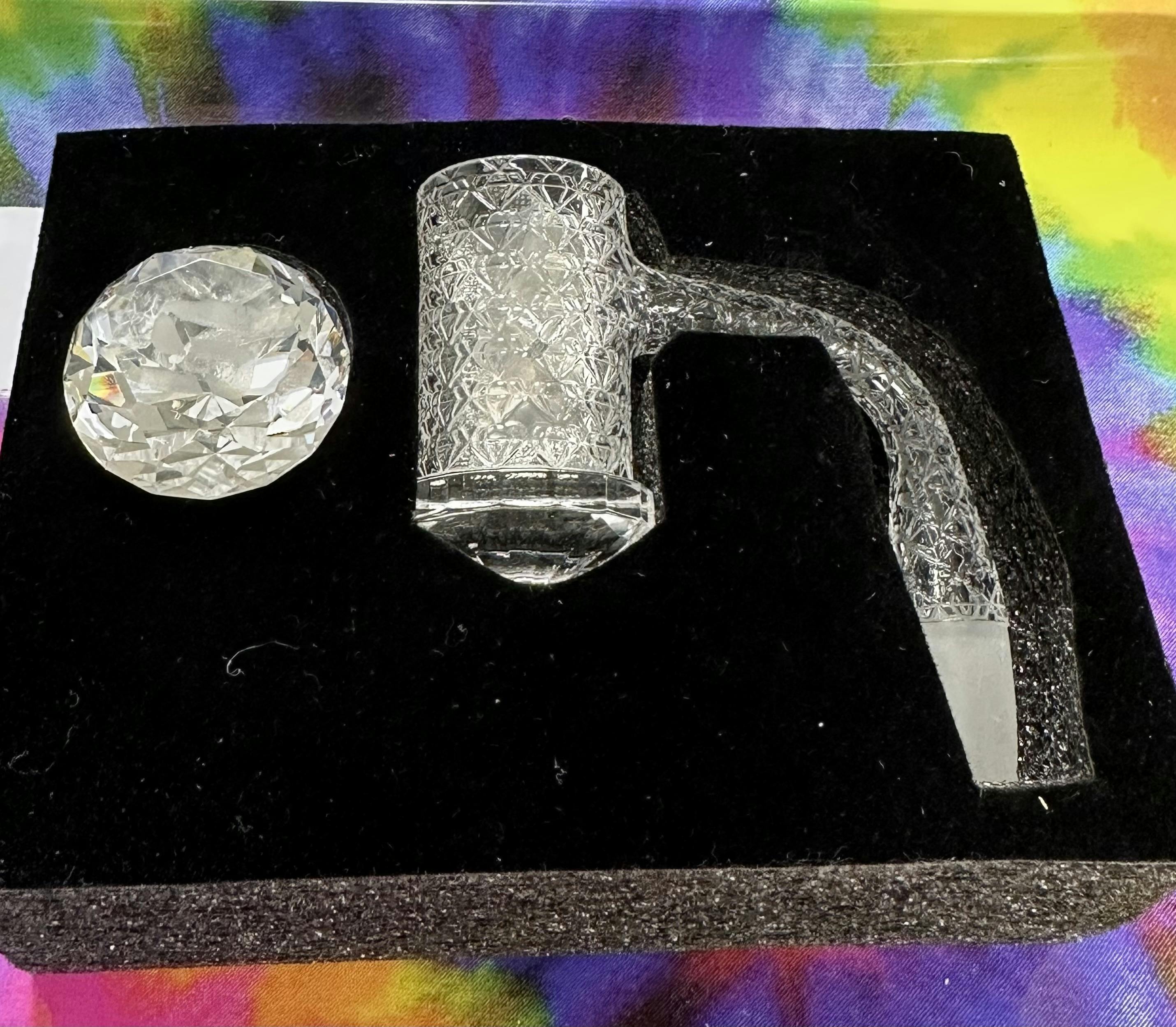SirEEL Etched Quartz Banger with Facet Diamond Bottom 14MM male