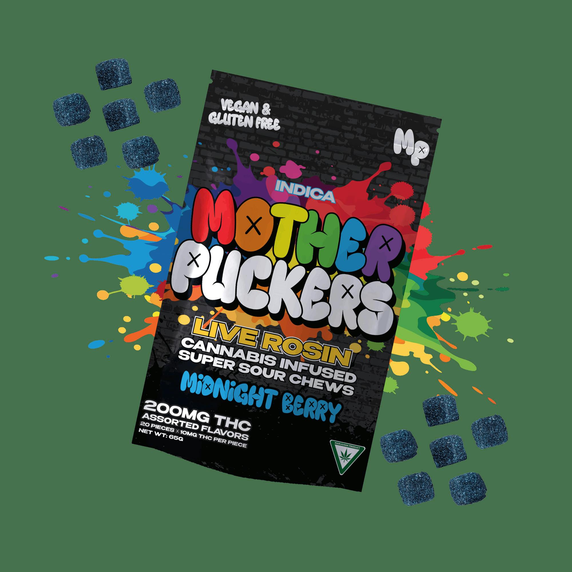 Mother Puckers - Live Rosin Gummies - Midnight Berry - Super Sour Chews - 200MG