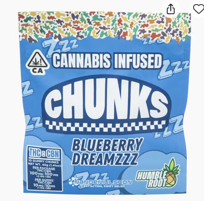 Chunks - Blueberry Dreamzzz THC/CBN Gummies 100mg