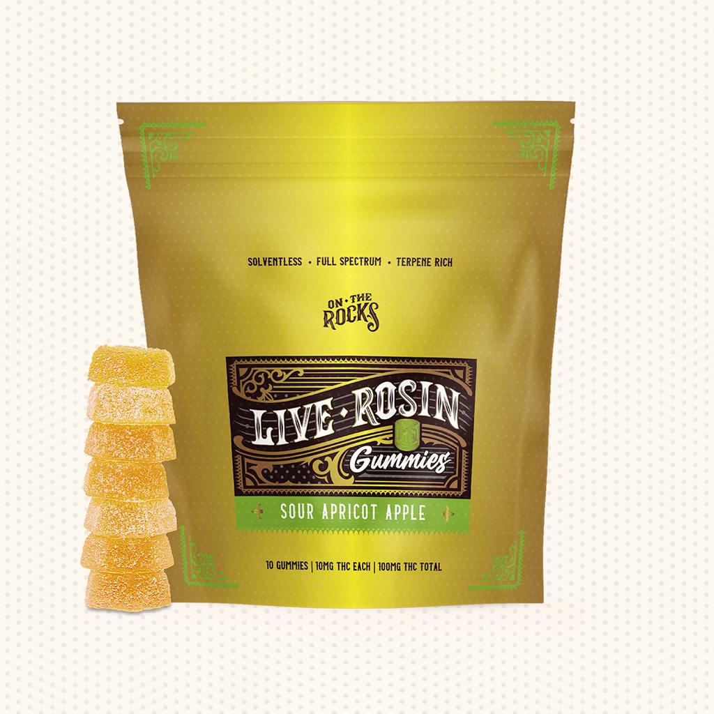 On The Rocks Sour Apricot Apple - Cherry On Top Live Rosin Gummy 100mg [10pk] Candy
