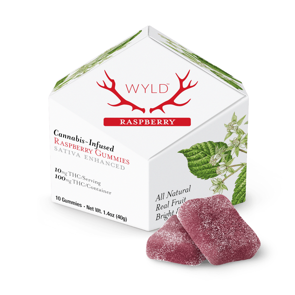 Raspberry Sativa Enhanced Gummies | 100mg | 10ct | 10mg/ea