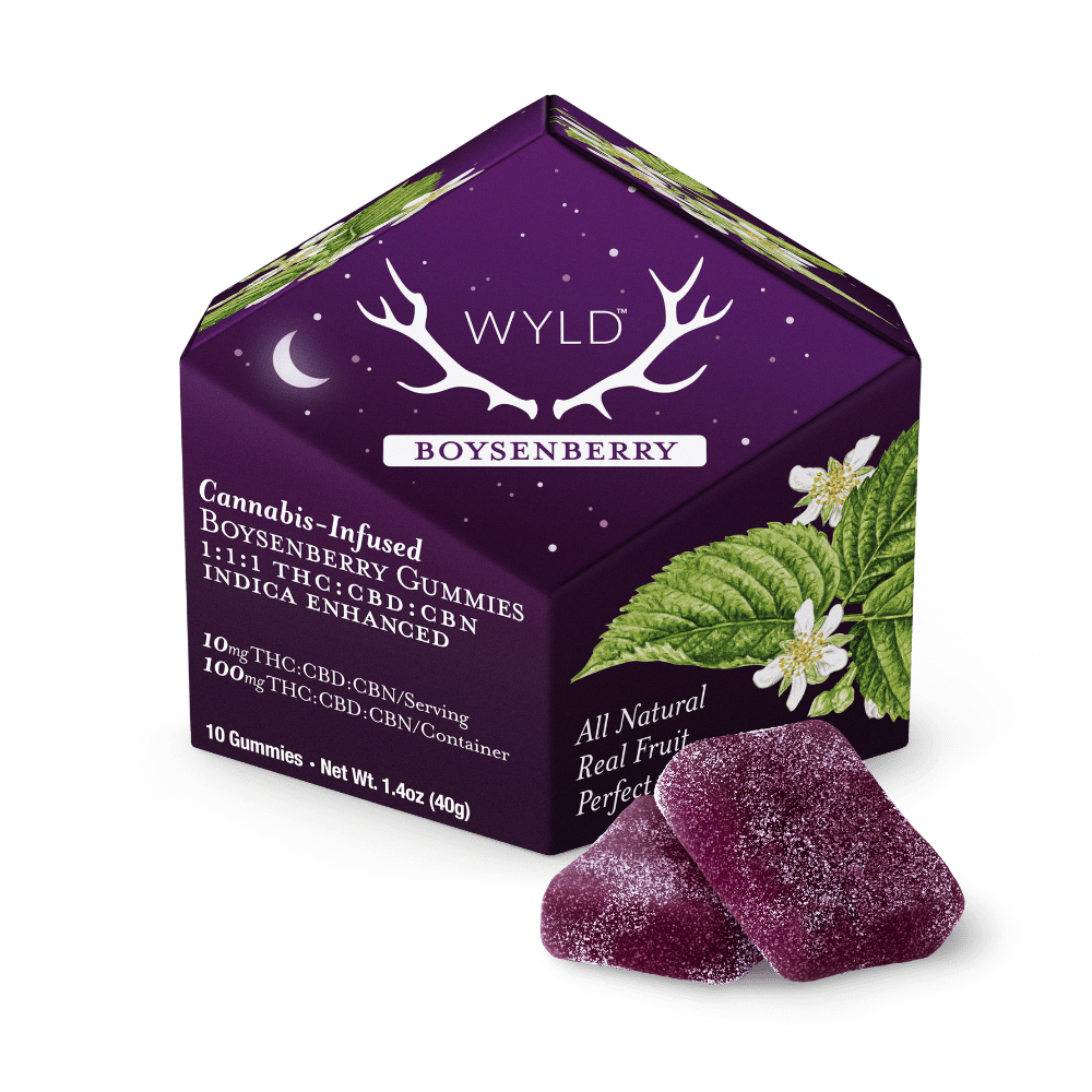Boysenberry 1:1:1 THC:CBD:CBN Indica Gummies | 100mg | 10ct | 10mg/ea