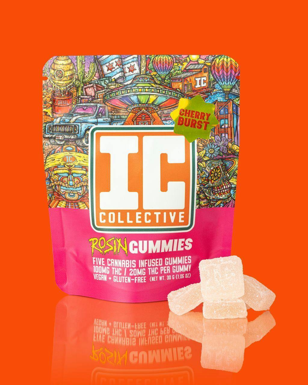 IC Collective Cherry Burst - Live Rosin Gummy 100mg [5pk] Candy