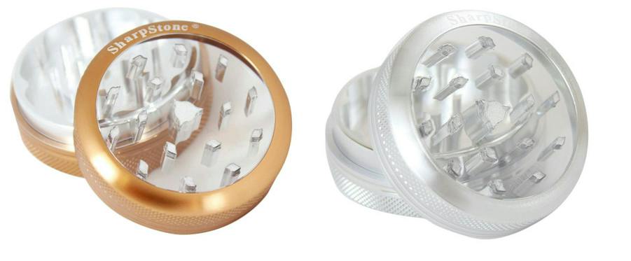 SharpStone - 2-Piece Grinder Glass Top Colored 2.5" - Brown or Silver