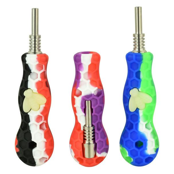 Glow Bee Silicone Vapor Honey Straw Titanium Tip-4.25"- ( nectar collector )