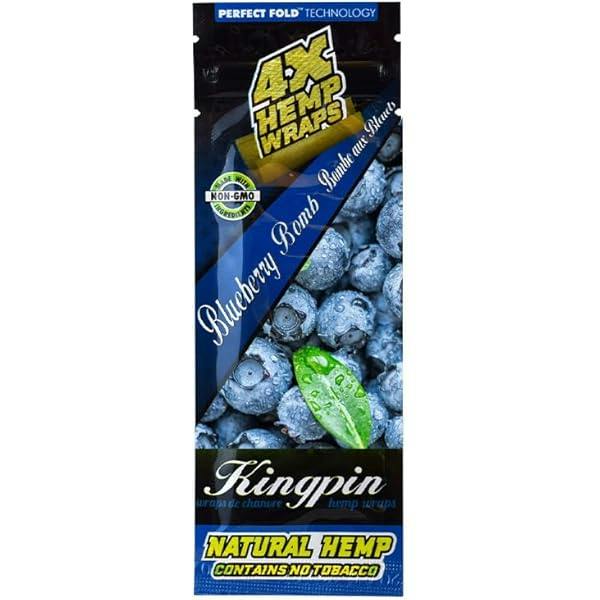 Kingpin : Blueberry Bomb Hemp Blunt Wraps - 4Pcs