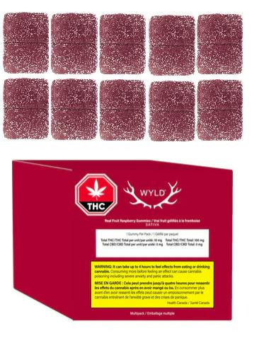 Wyld : Real Fruit Raspberry Gummies Multi - 10 pack - 100mgTHC