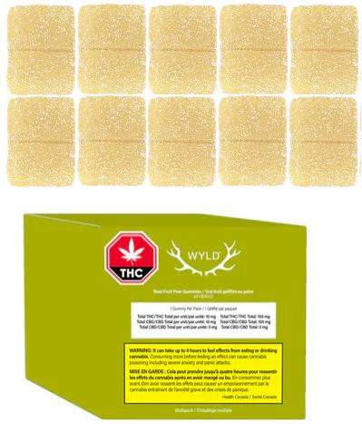 Wyld : Real Fruit Pear Gummies 10 pack - 100mgTHC 100mgCBG