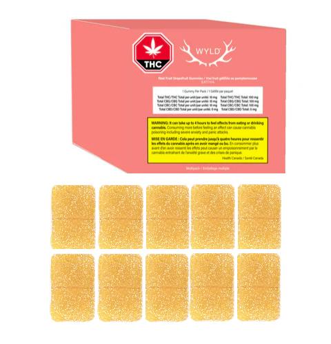 Wyld : Real Fruit Grapefruit Gummies Multi 10 pack- 100mgTHC 100mgCBG 100mgCBC