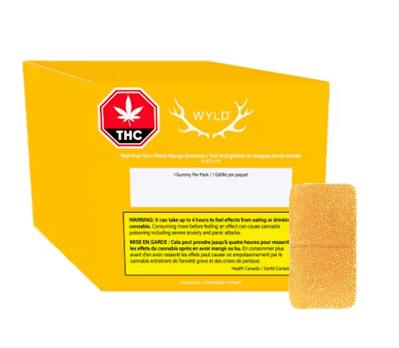 Wyld : Real Fruit Sour Peach Mango Gummies 10 pack - 100mgTHC 300mgCBG