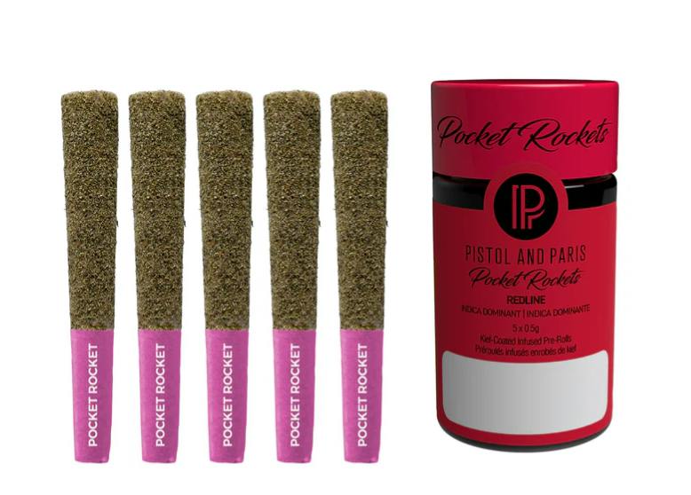Pistol and Paris : Pocket Rockets Redline Infused Pre-Rolls - 5 x 0.5g