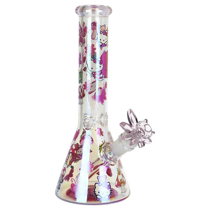 Party Hello Kitty Electroplated Beaker Glass Water Bong - 9.75" / 14mm F