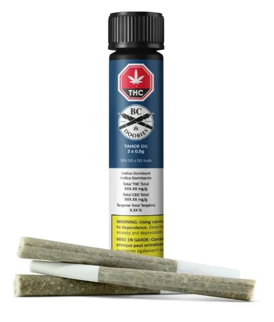 Bc Doobies : Tahoe OG Pre-Rolls - 3 X 0.5g